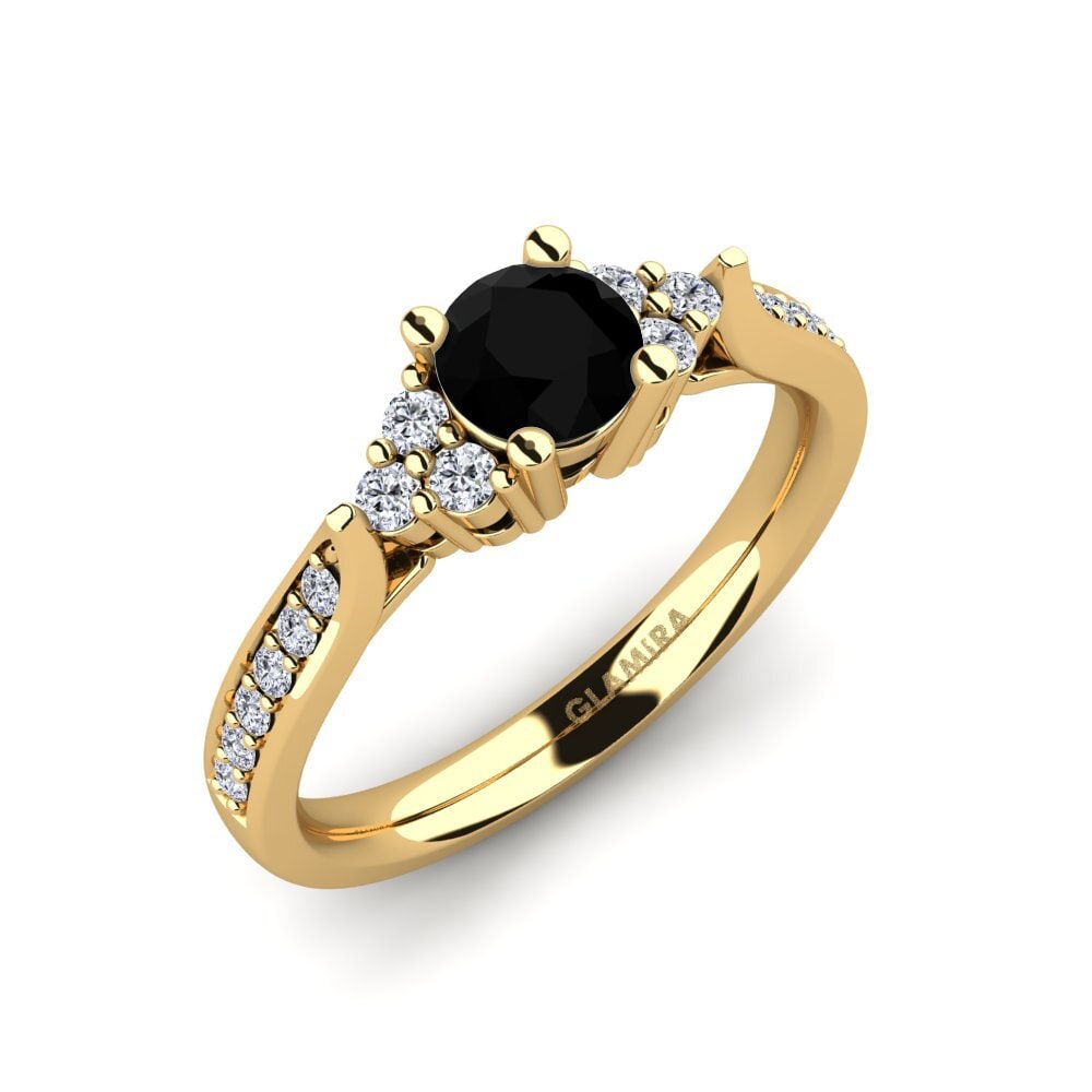 14ct Yellow Gold Black Sapphire Engagement Ring Cassidy 0.5 crt