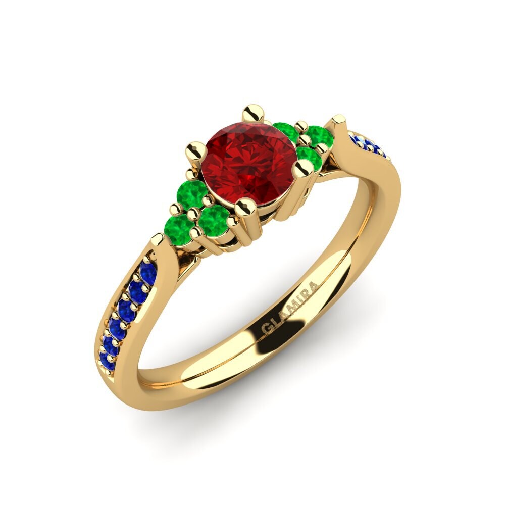 14K Geel Goud Robijn (Gecreëerd in het lab) Verlovingsring Cassidy 0.5 crt