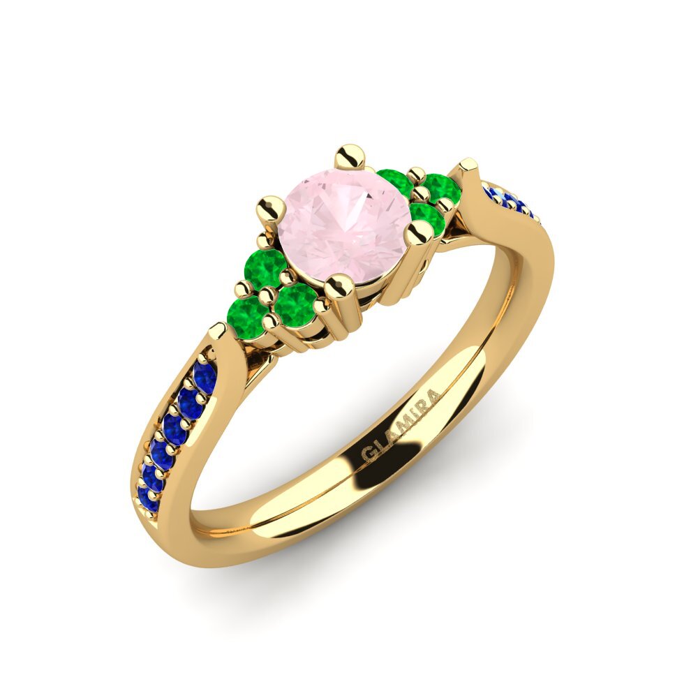 18K Yellow Gold Rose Quartz Engagement Ring Cassidy 0.5 crt