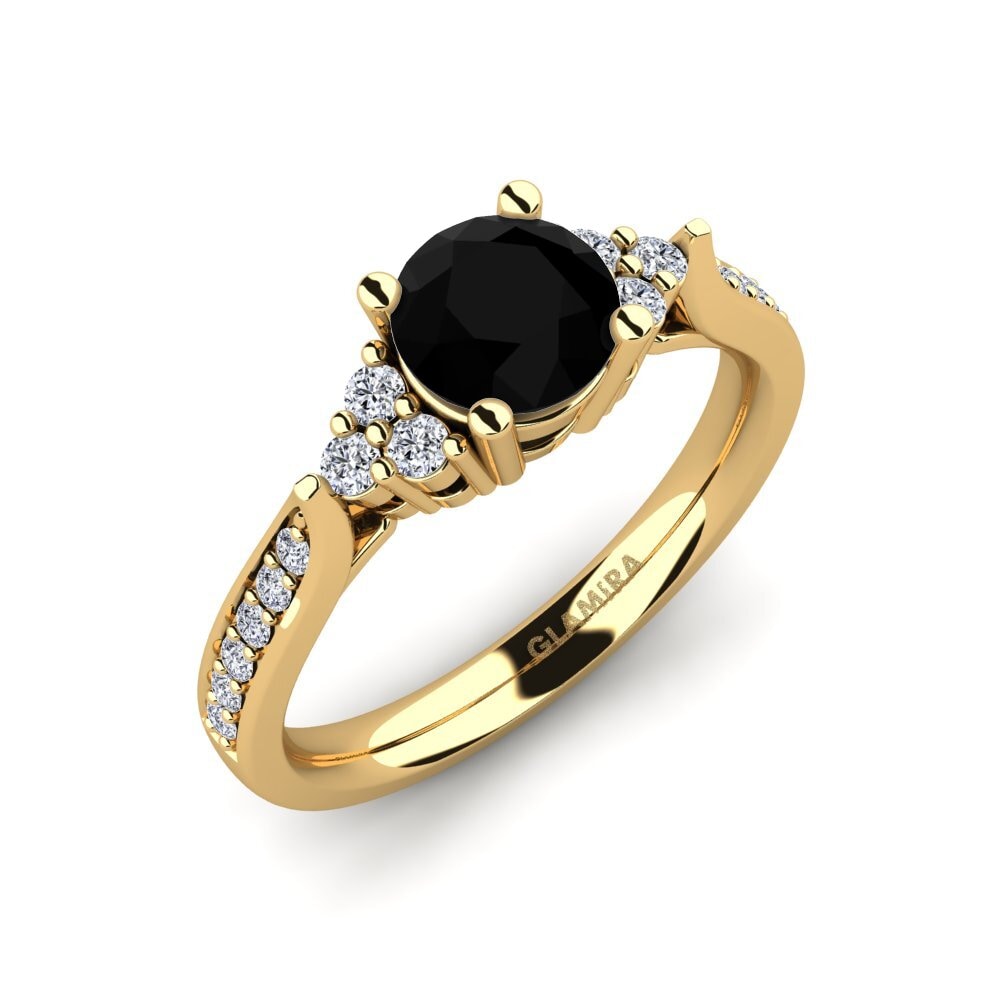 14ct Yellow Gold Black Sapphire Engagement Ring Cassidy 0.8 crt