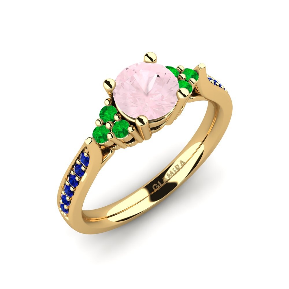 18K Yellow Gold Rose Quartz Engagement Ring Cassidy 0.8 crt