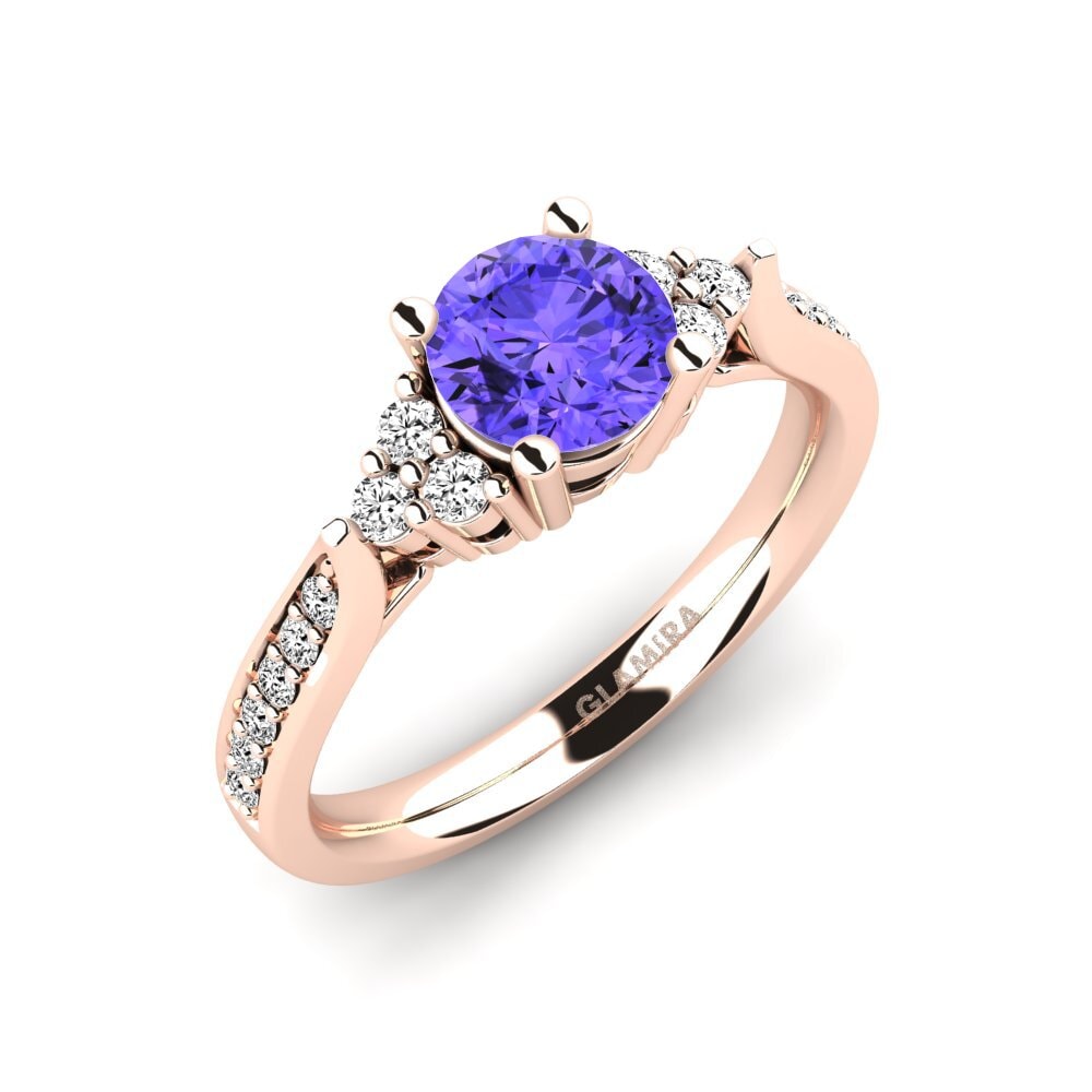 14k Oro rosa Tanzanita Anillo Cassidy 0.8 crt