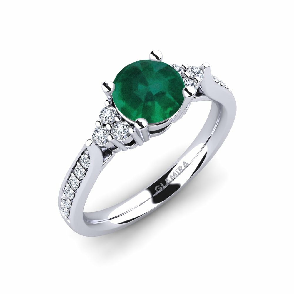 1 重量（克拉） 單鑽密鑲 祖母綠 訂婚戒指 Cassidy 1.0 crt