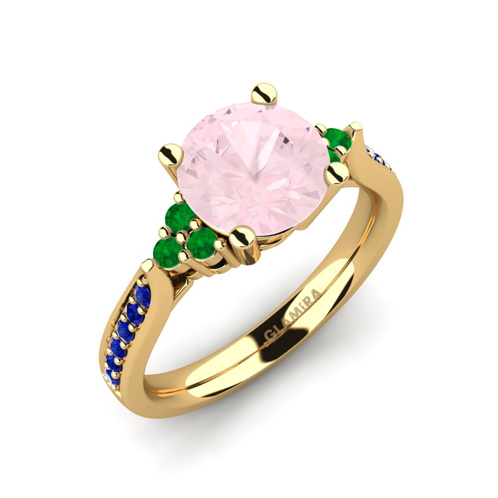 18K Yellow Gold Rose Quartz Engagement Ring Cassidy 2.0 crt