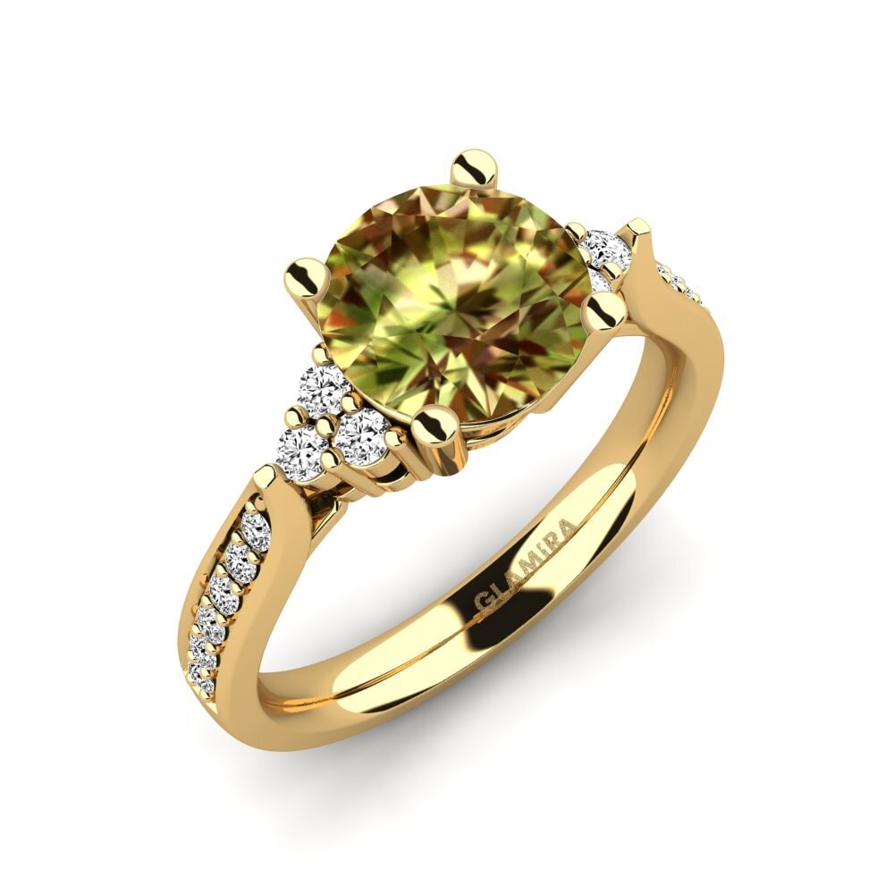 Ouro Amarelo 14K Pedra do Sultão Anel de Noivado Cassidy 2.0 crt