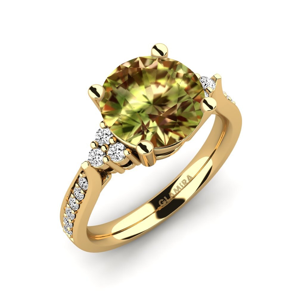 Ouro Amarelo 14K Pedra do Sultão Anel de Noivado Cassidy 3.0 crt