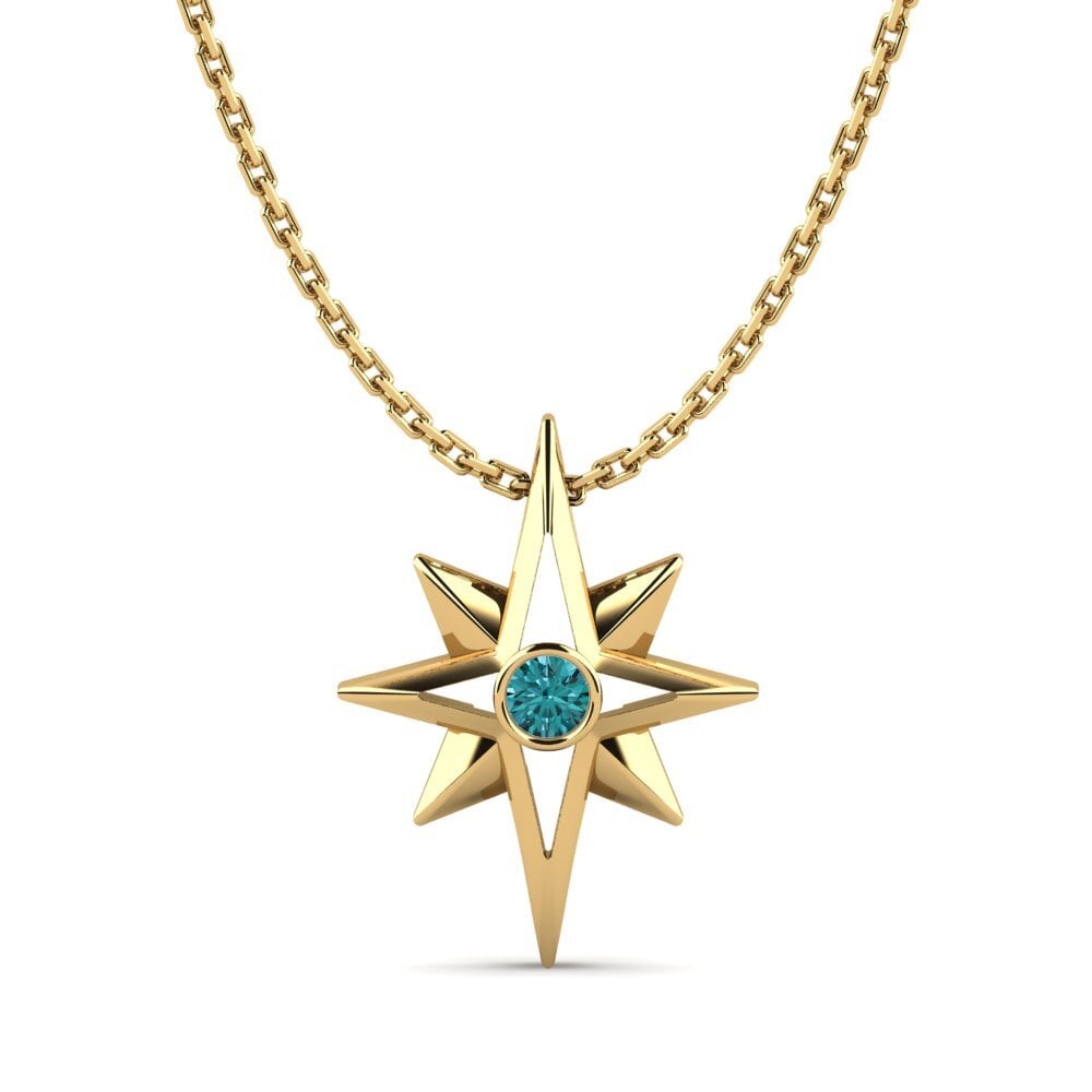 14k Yellow Gold Blue Diamond Women's Pendant Cassini