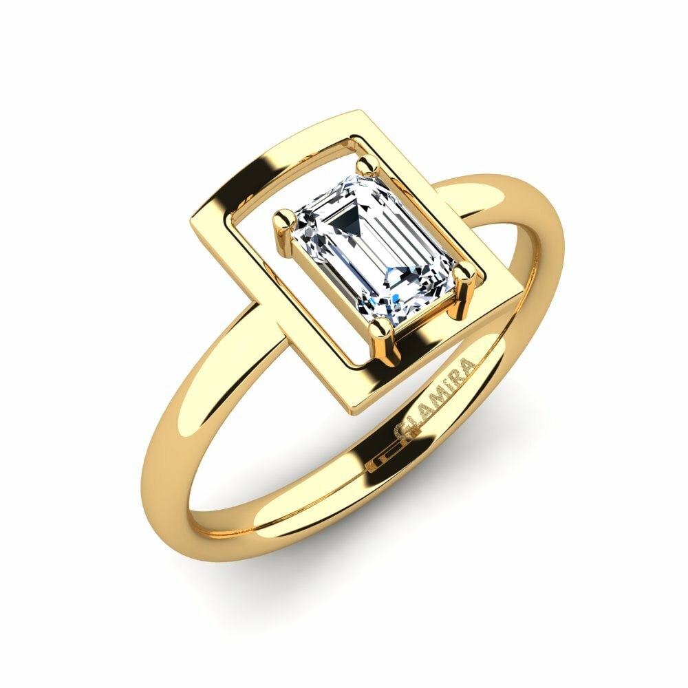 Bague En Or Jaune 10 Carats Avec Zircon Cubique Rose Taille émeraude - Taille 7 - 9,2g