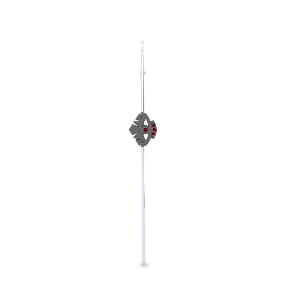 White Silver Red Zirconia Ear Piercing Casualidade