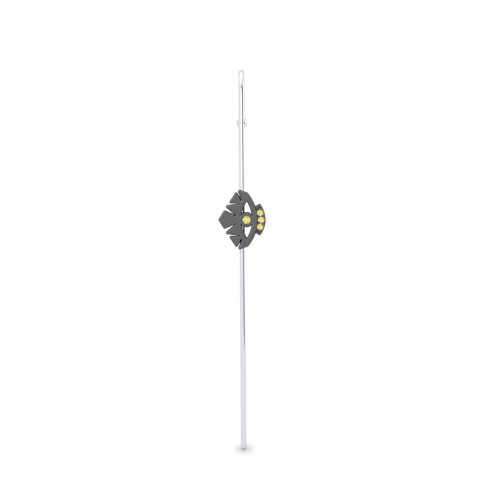 Weißsilber Gelber Saphir Ohrpiercings Casualidade