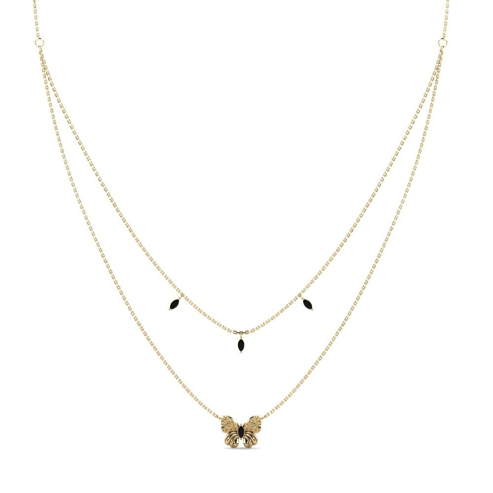 18ct Yellow Gold Black Sapphire Women's Necklace Casulo