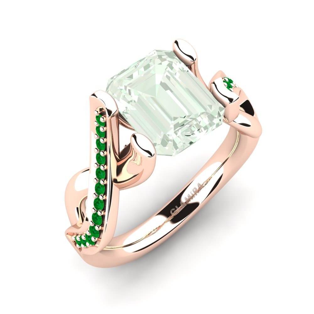 18k Oro Rosa Amatista verde Anillo de compromiso Catania