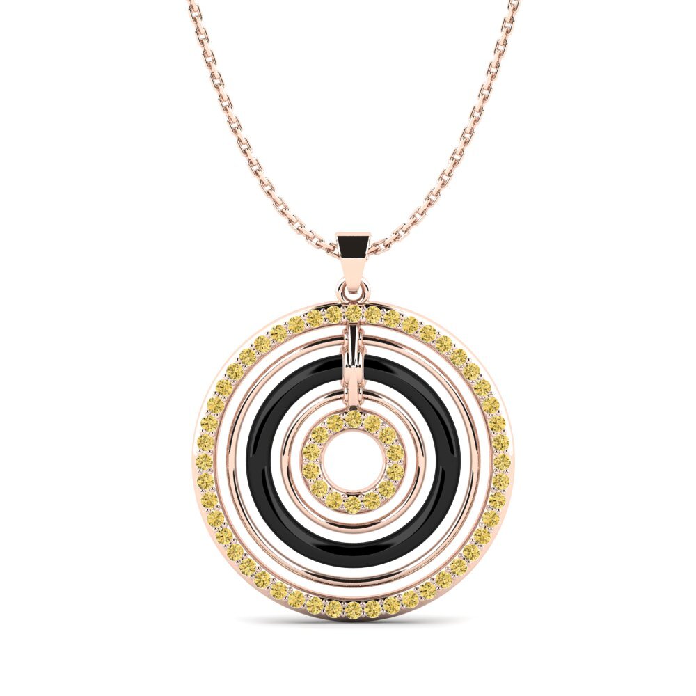 9ct Rose Gold Yellow Diamond Women's Pendant Cathern