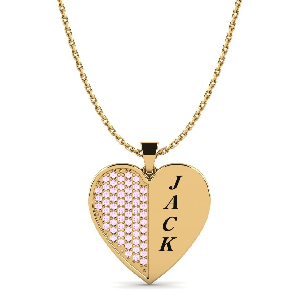 14k Oro Amarillo Zafiro Rosado Colgante de Mujer Cathi