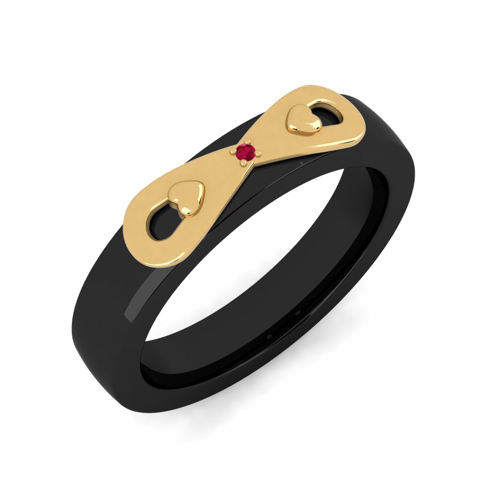 Anillo Catrina 14k Oro Amarillo Rubi Ceramica 0.008 Quilates Redondo