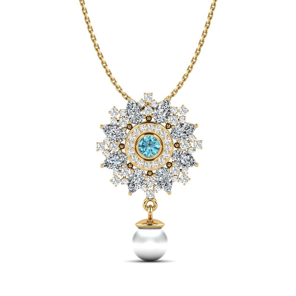 9ct Yellow Gold Blue Zircon Women's Pendant Caufield