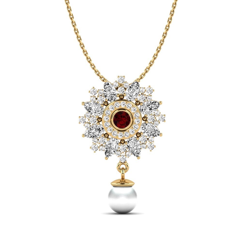 Gelbgold 750 Granat Damen anhänger Caufield