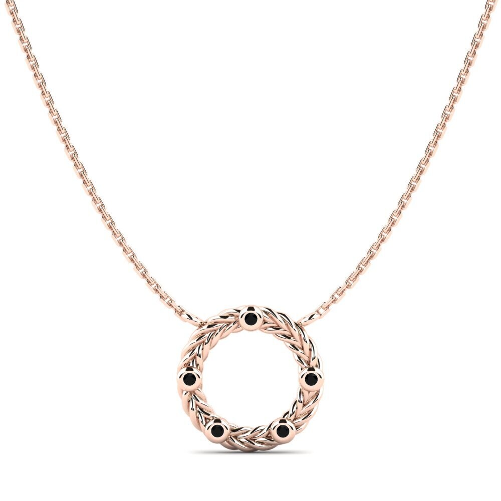 9ct Rose Gold Black Onyx Women's Necklace Cayant