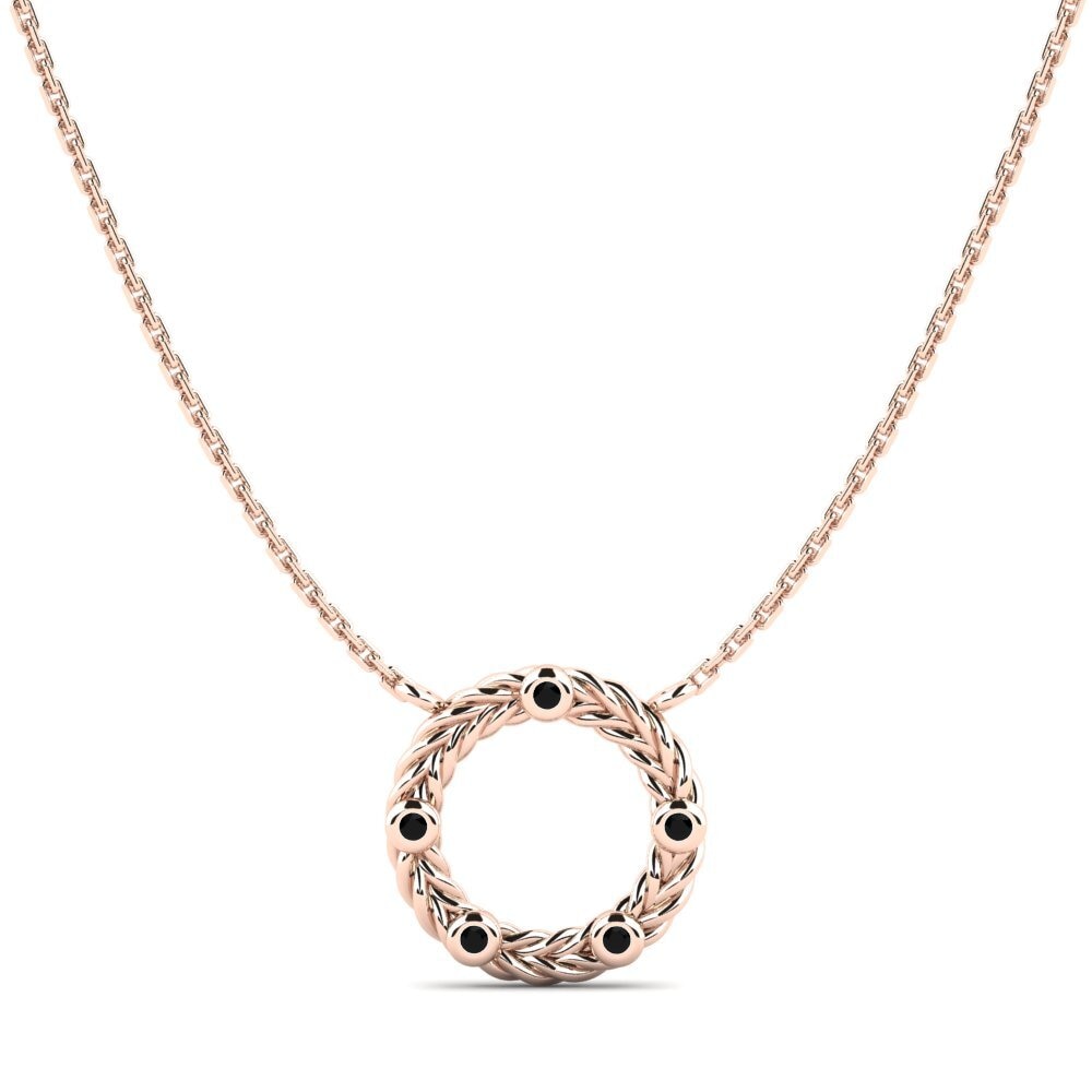 9ct Rose Gold Black Sapphire Women's Necklace Cayant