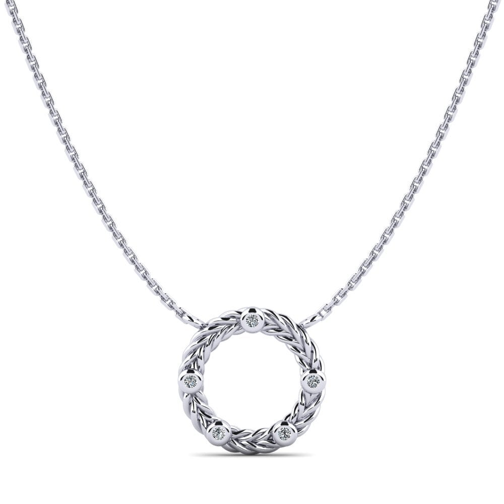 9ct White Gold Zirconia Women's Necklace Cayant