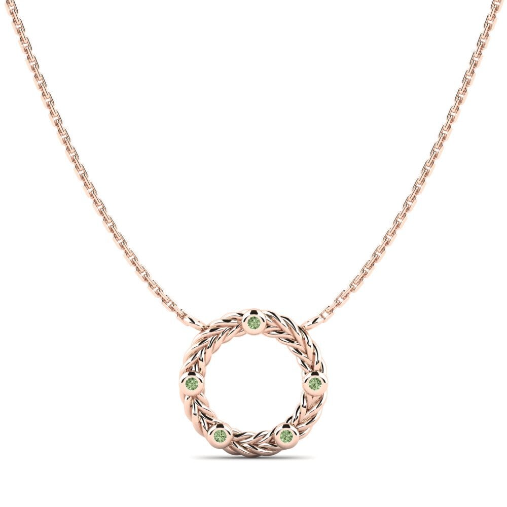 18ct Rose Gold Green Diamond Women's Necklace Cayant