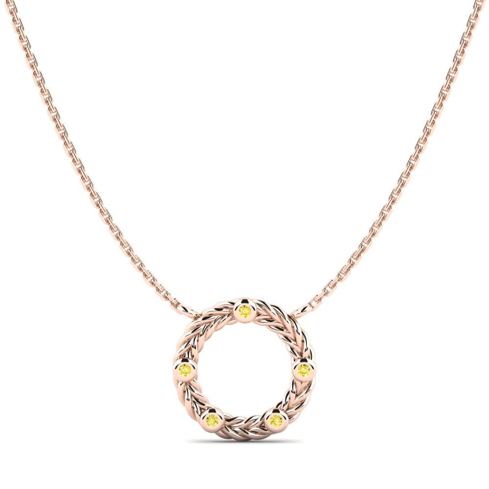 9ct Rose Gold Yellow Sapphire Women's Necklace Cayant