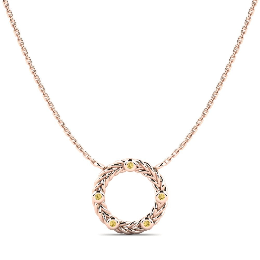 9ct Rose Gold Yellow Diamond Women's Necklace Cayant