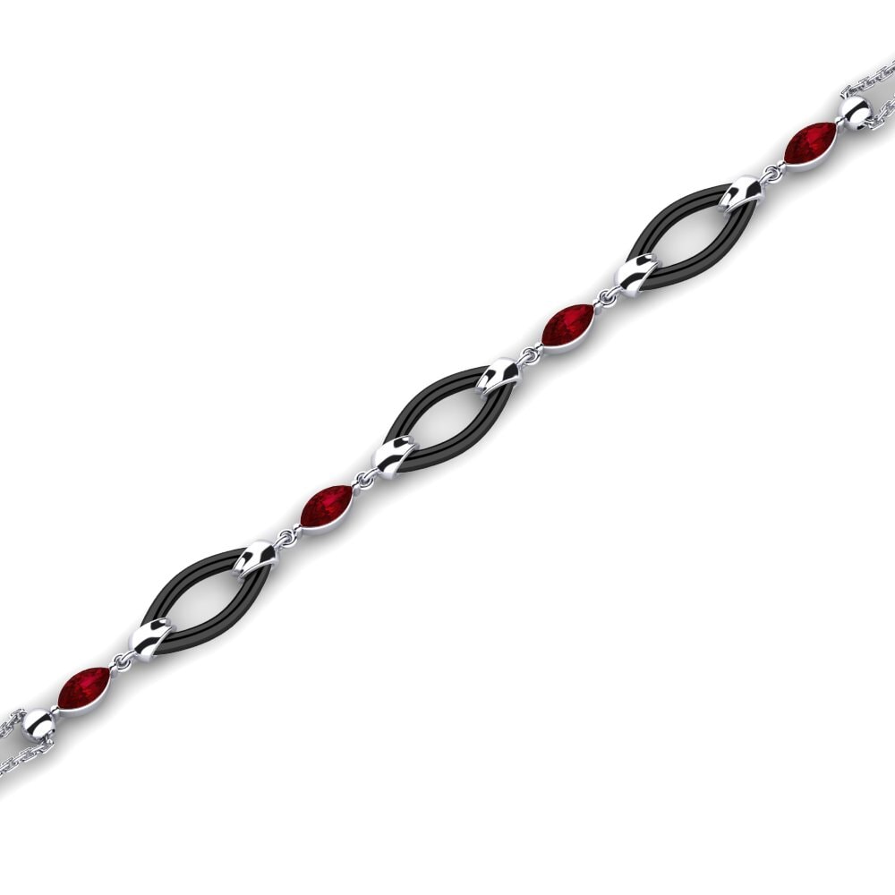950 Palladium Red Zirconia Women's Bracelet Cayetano