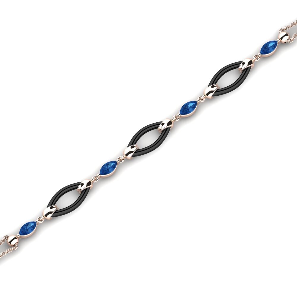 14K Rose Gold Dark Blue Zirconia Bracelet Cayetano