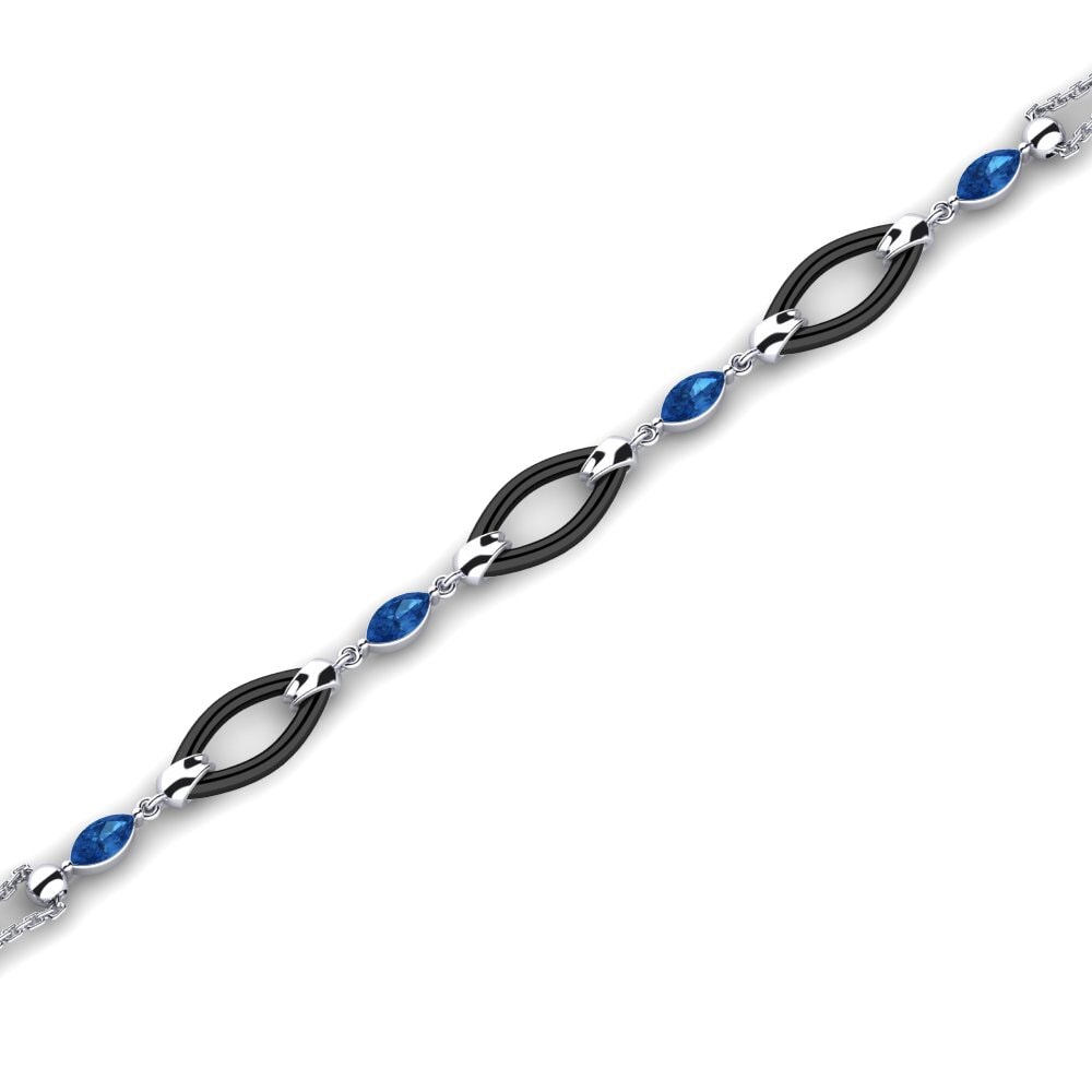 950 Palladium Dark Blue Zirconia Bracelet Cayetano