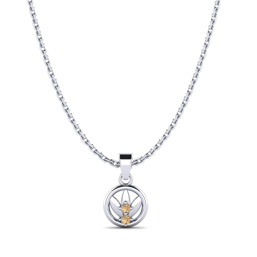 14k Oro Blanco Diamante café Colgante de Mujer Ceara