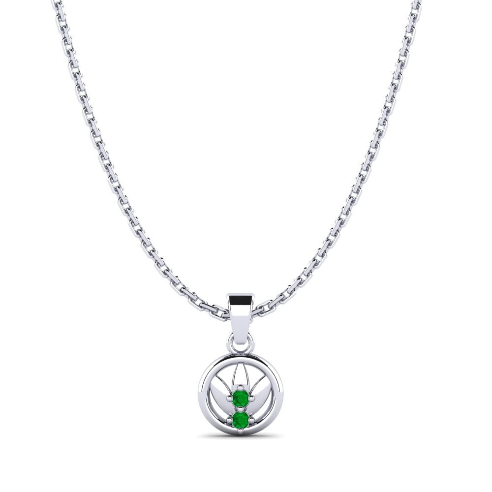 14k Oro Blanco Esmeralda Colgante de Mujer Ceara