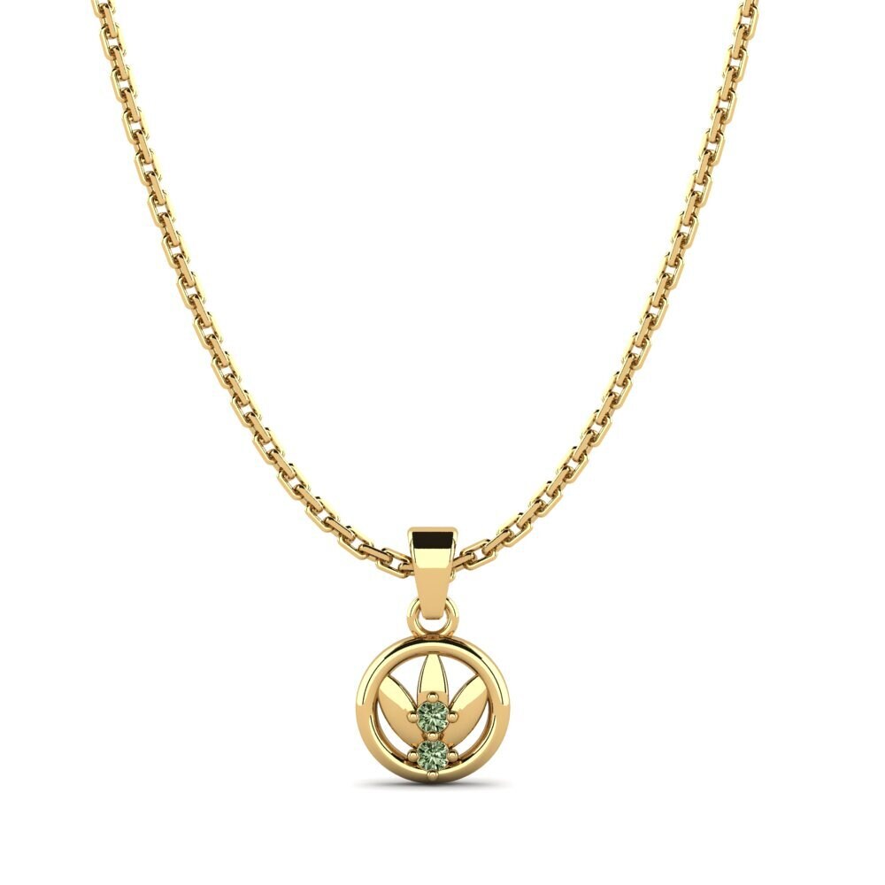 14k Oro Amarillo Diamante Verde Colgante de Mujer Ceara