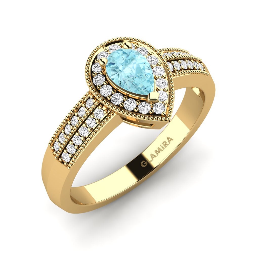 14k Oro Amarillo Anillo de compromiso Cecilia