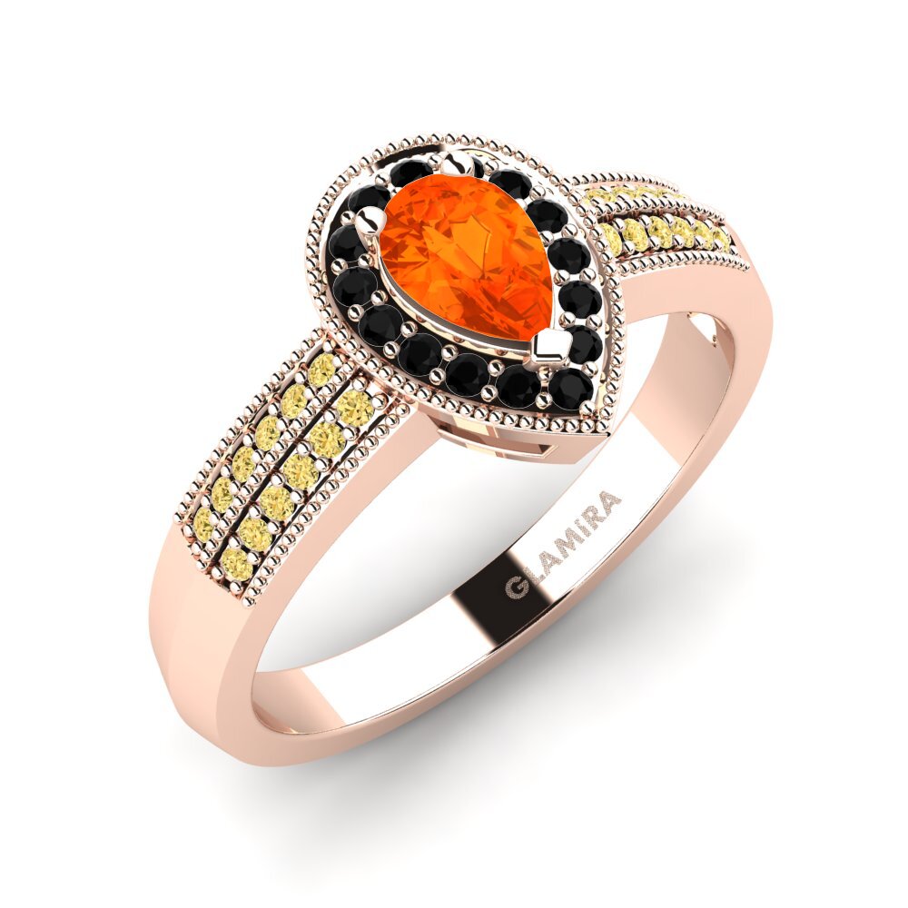 14ct Rose Gold Fire Opal Engagement Ring Cecilia