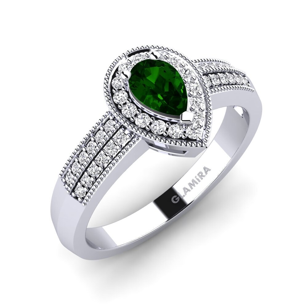 18ct White Gold Green Tourmaline Engagement Ring Cecilia