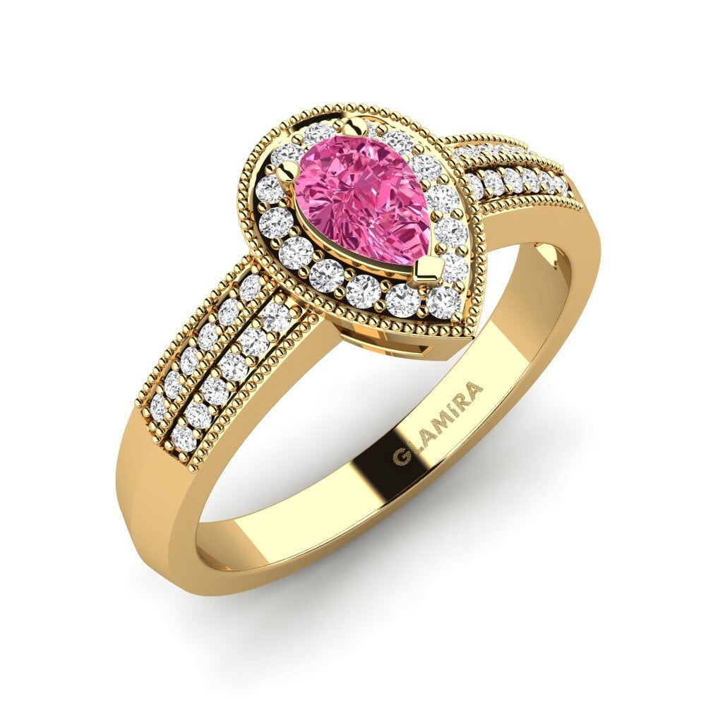 9ct Yellow Gold Pink Tourmaline Engagement Ring Cecilia