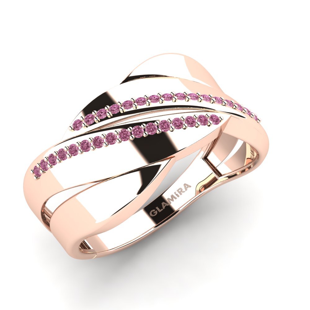 14k Oro Rosa Granate Rhodolite Anillo Cedille