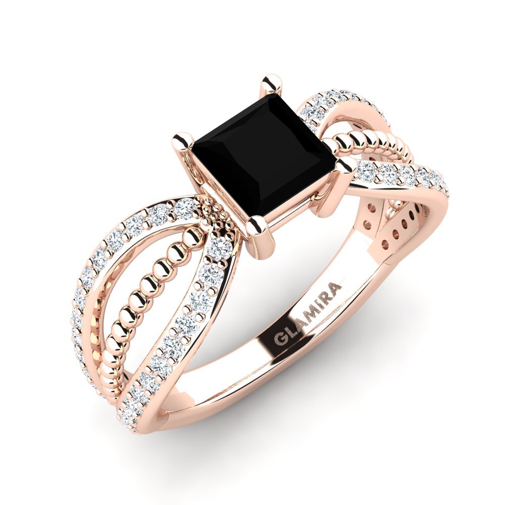 Oro Rosso 585 Diamante Nero Anello da donna Ceise