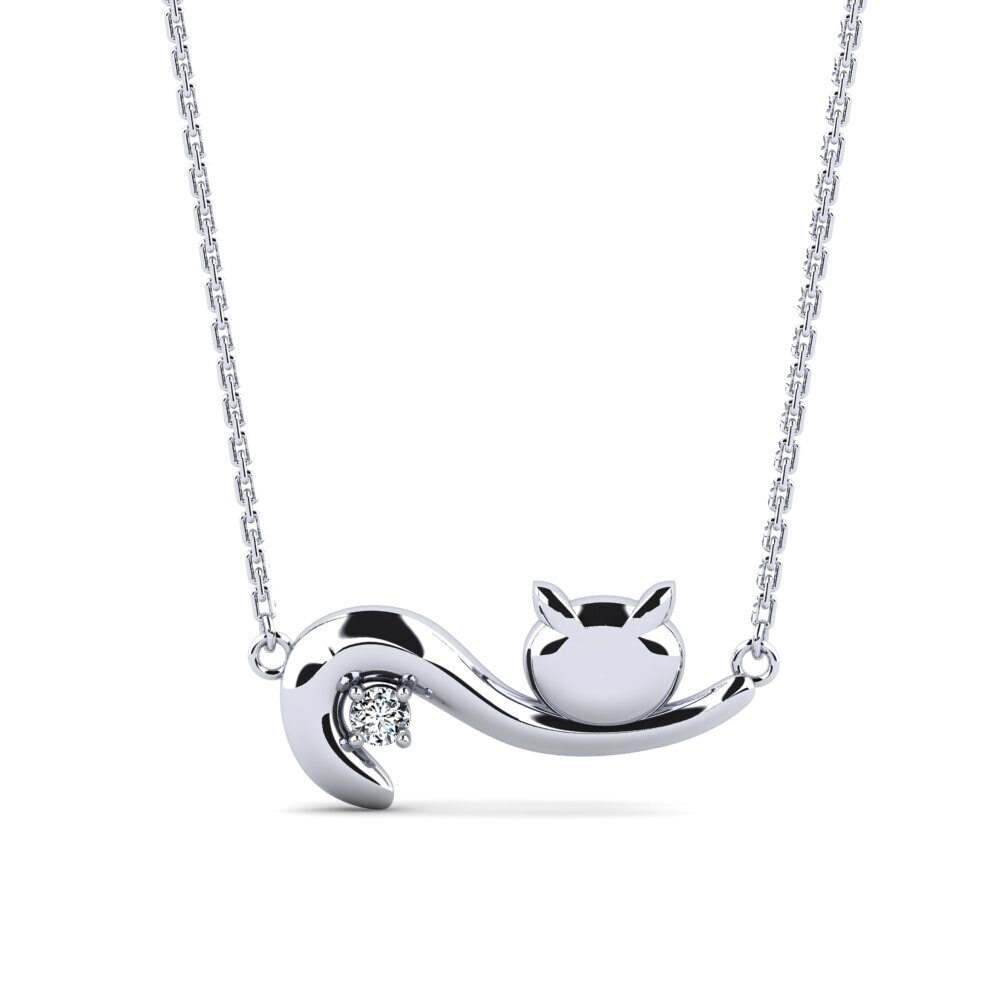 9ct White Gold Zirconia Women's Necklace Ceitene