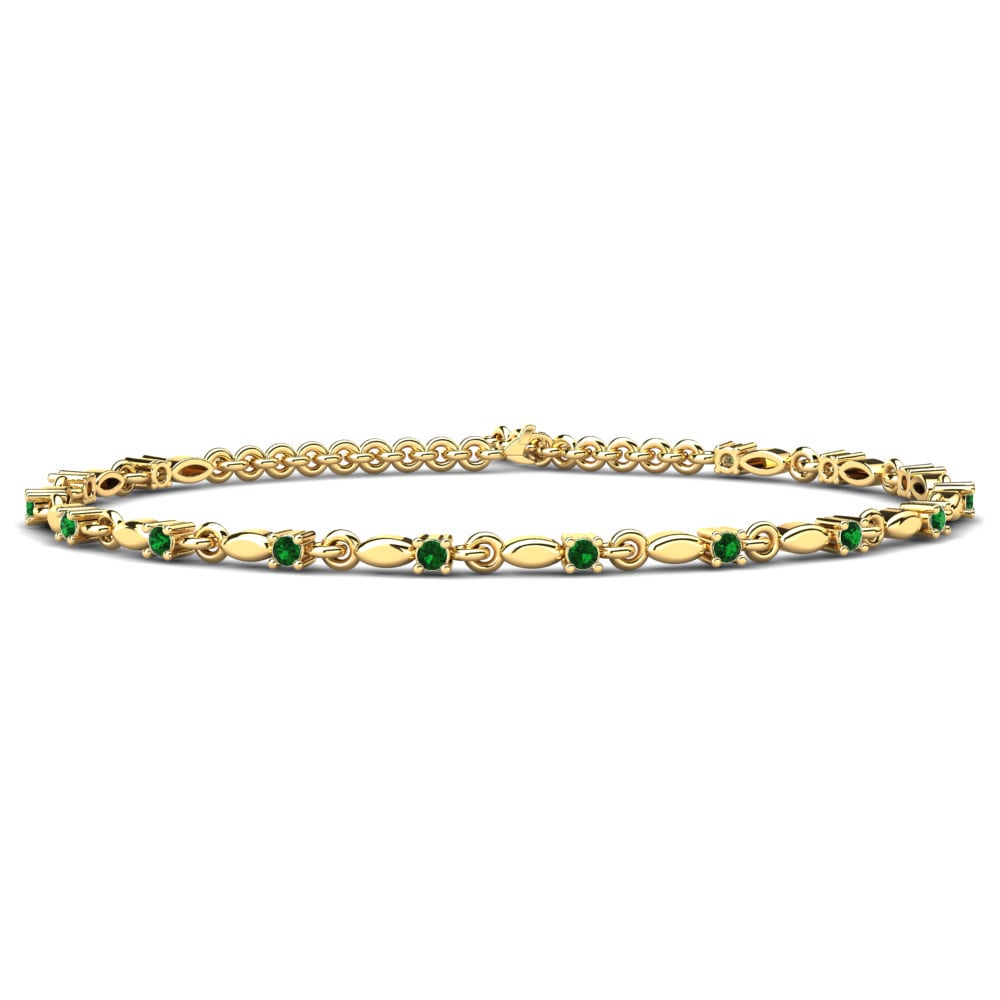 Emerald 14k Yellow Gold Women's Bracelet Celesia