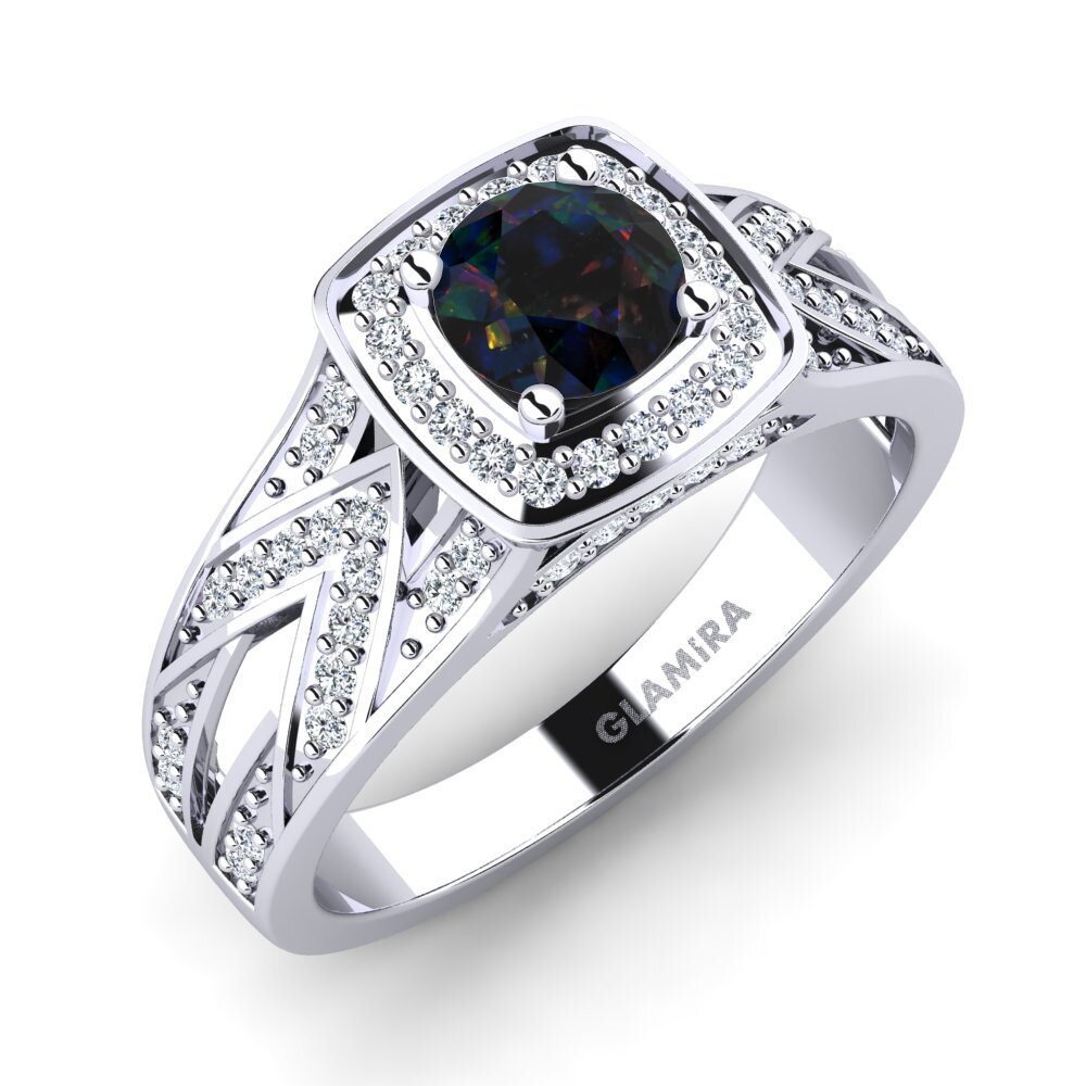 Black Opal Engagement Ring Celesse