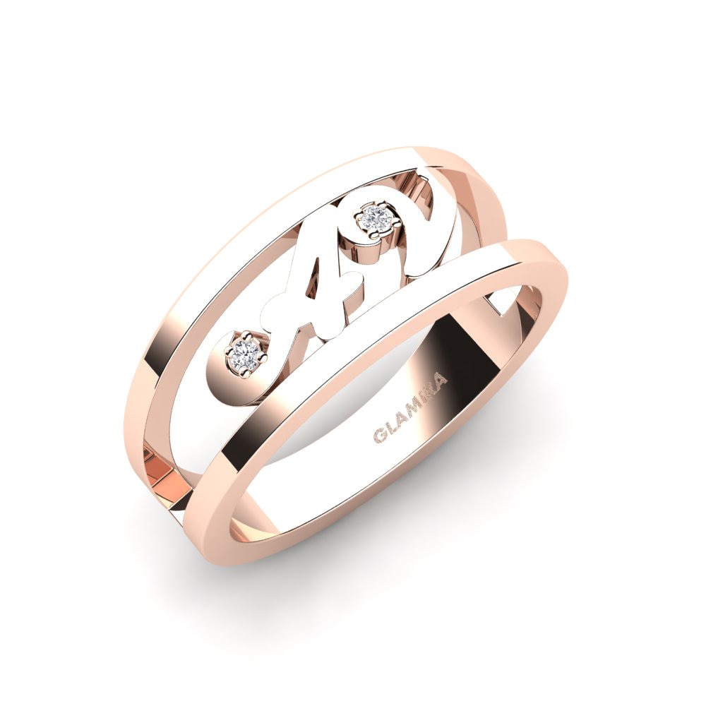 Initial & Name Diamond 14k Rose Gold Ring Celestine