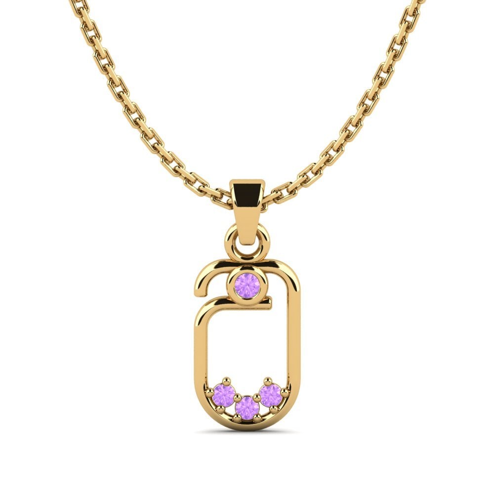 14k Oro Amarillo Amatista Colgante de Mujer Celibat