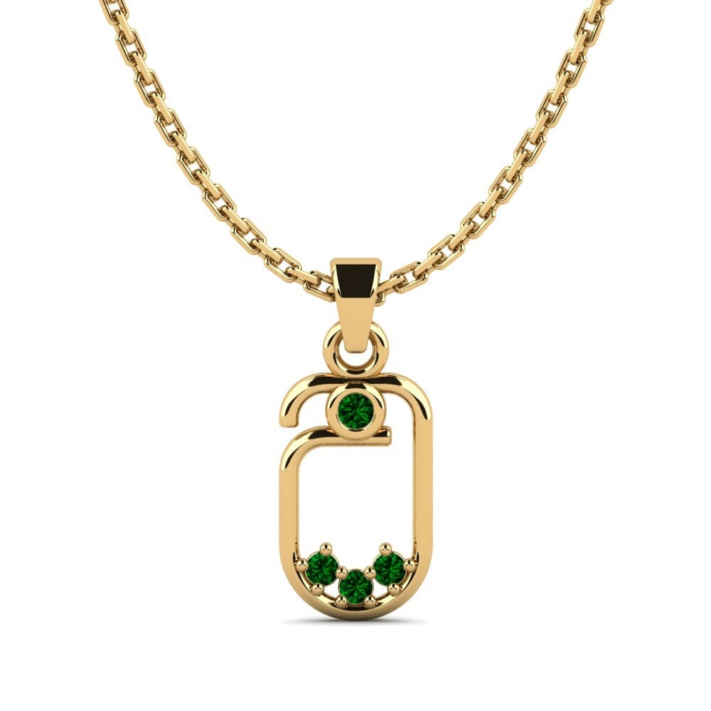 9k Oro Amarillo Circonita Verde Colgante de Mujer Celibat