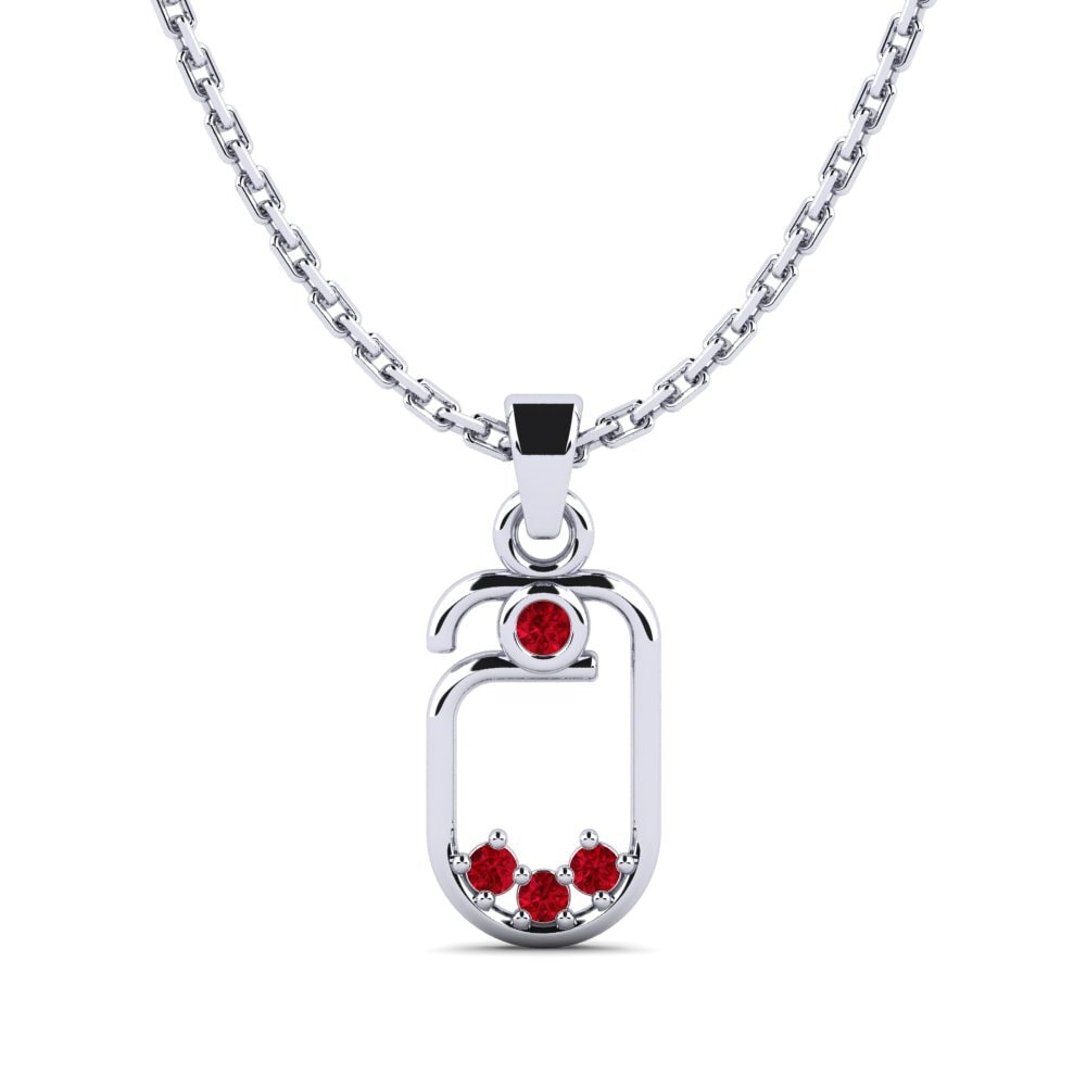 Platino 950 Circonita Roja Colgante de Mujer Celibat
