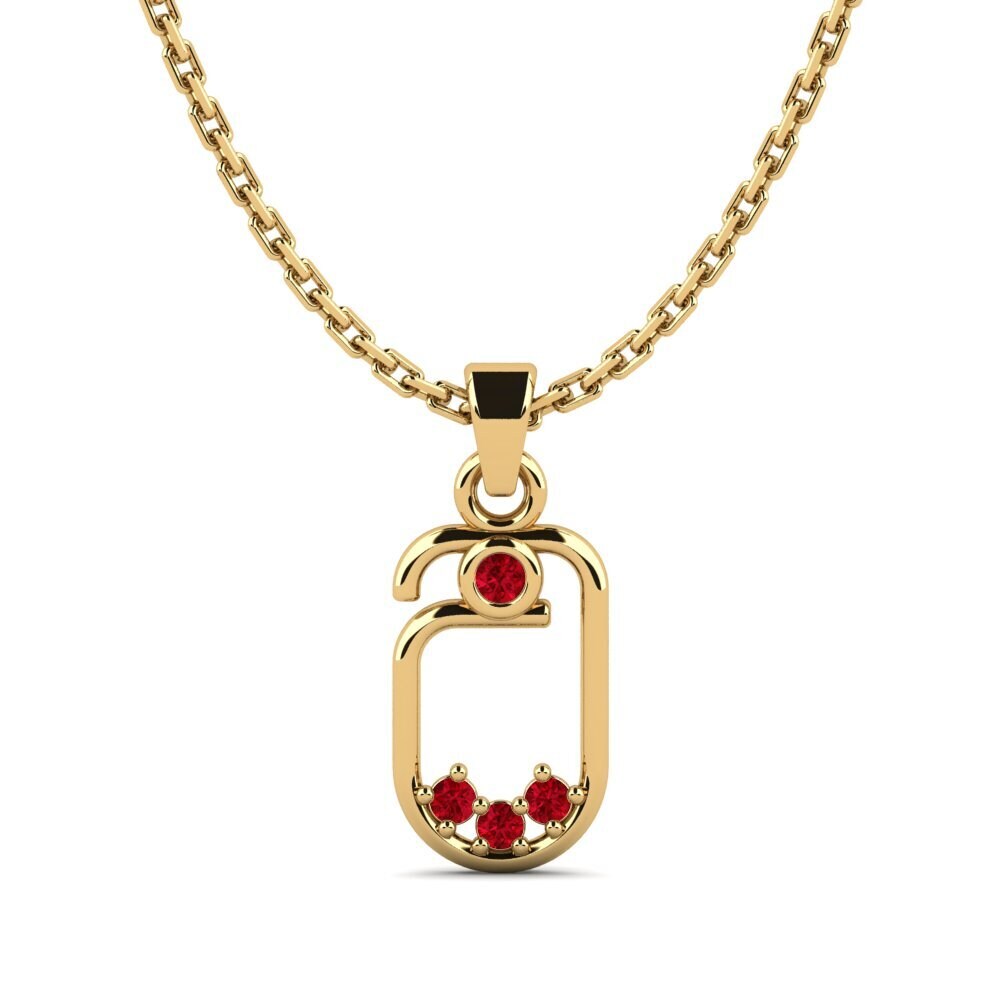 9k Oro Amarillo Circonita Roja Colgante de Mujer Celibat
