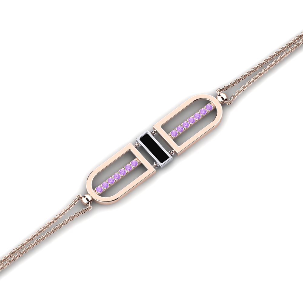 9ct Rose & White Gold Amethyst Women's Bracelet Celina