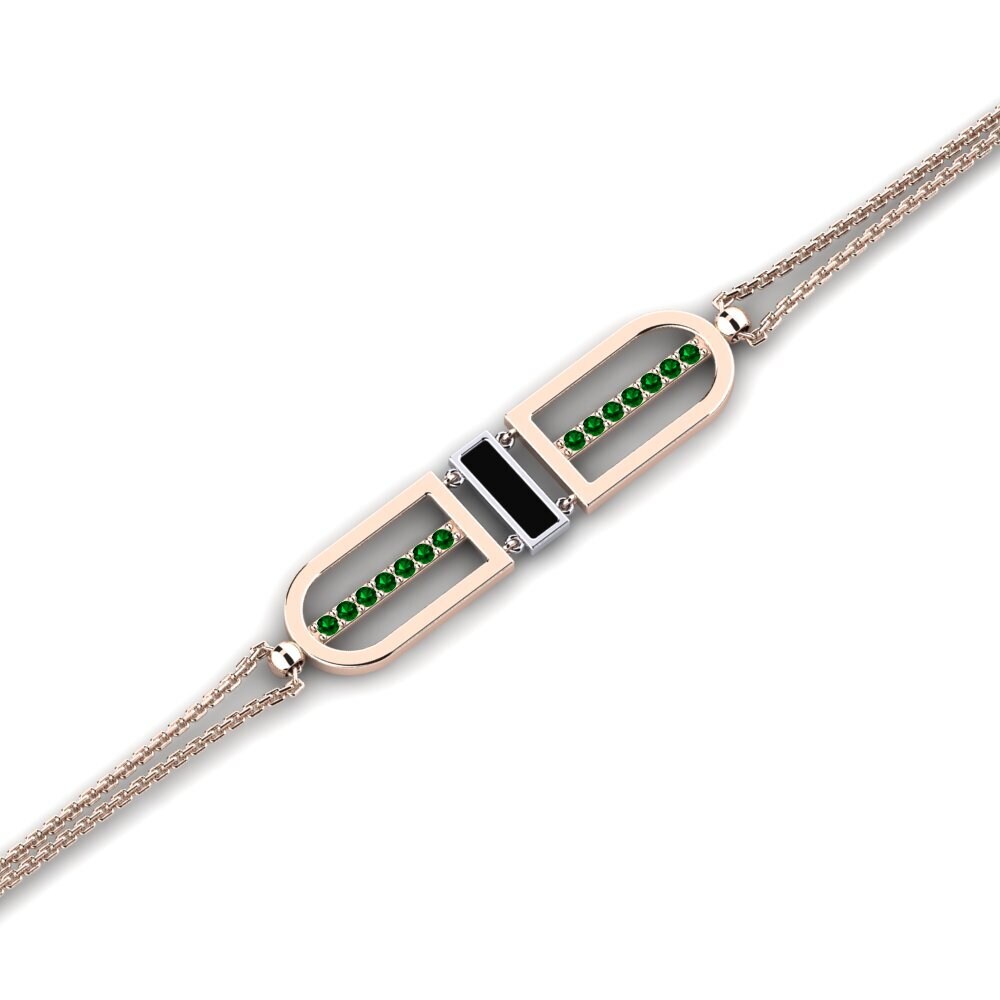 9ct Rose & White Gold Green Zirconia Women's Bracelet Celina