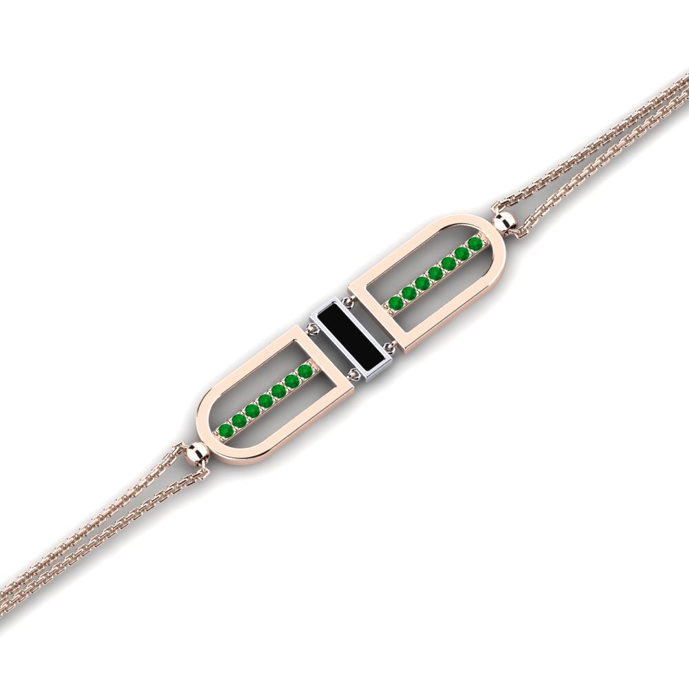 9ct Rose & White Gold Emerald Women's Bracelet Celina